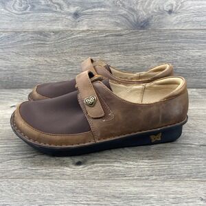 Alegria By PG Lite Mary Jane Shoes Brown Leather Comfort Flat Women's Size 10